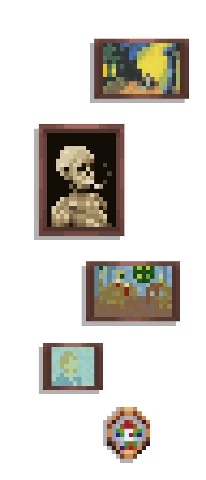 Pixelated Van Gogh images.